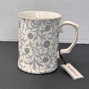 Morris & Co. MUG WHITE CORNFLOWER BLUE FLORAL FINE CHINA William Morris NWT